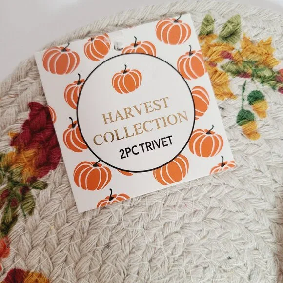 Harvest Collection Pumpkin & Fall Leaves Braided Trivets – 2 Sets (4 Total) - Picture 5 of 5